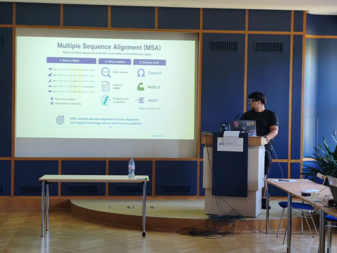 Breno teaching multiple sequence alignment at the 2026 UFZ Summer School